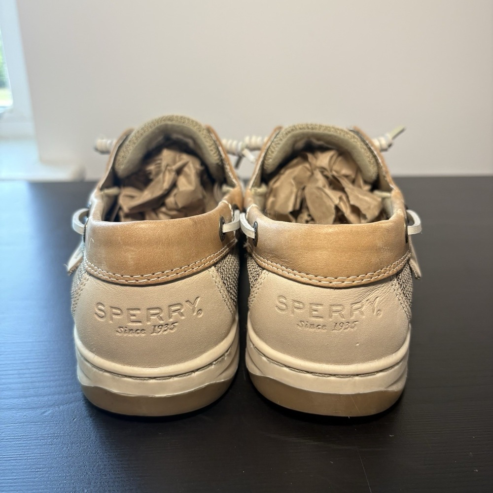 Sperry Woman's Beige Boat Shoes Memory Foam Leather Lace Up Size 9.5 - Picture 3 of 5